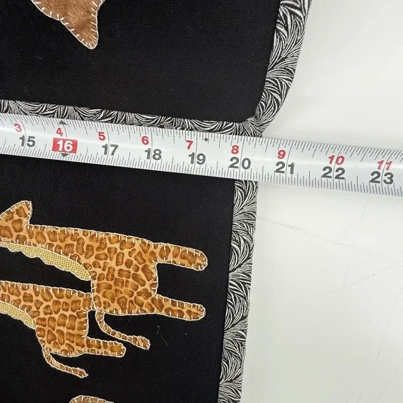 Unique Black Fleece Jacket Noah's Ark Animals Rainbow Applique Open Front Women - Picture 7 of 9